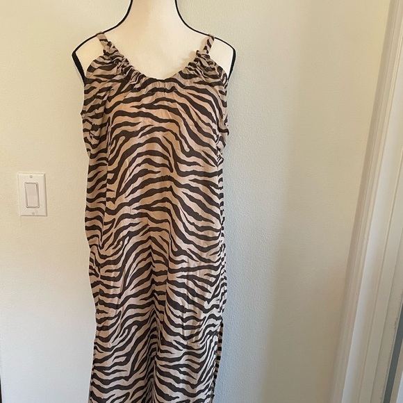 J. Crew Swingy Organic Cotton-voile Beach Dress Zebra Stripe Sleeveless Pullover - Picture 2 of 15